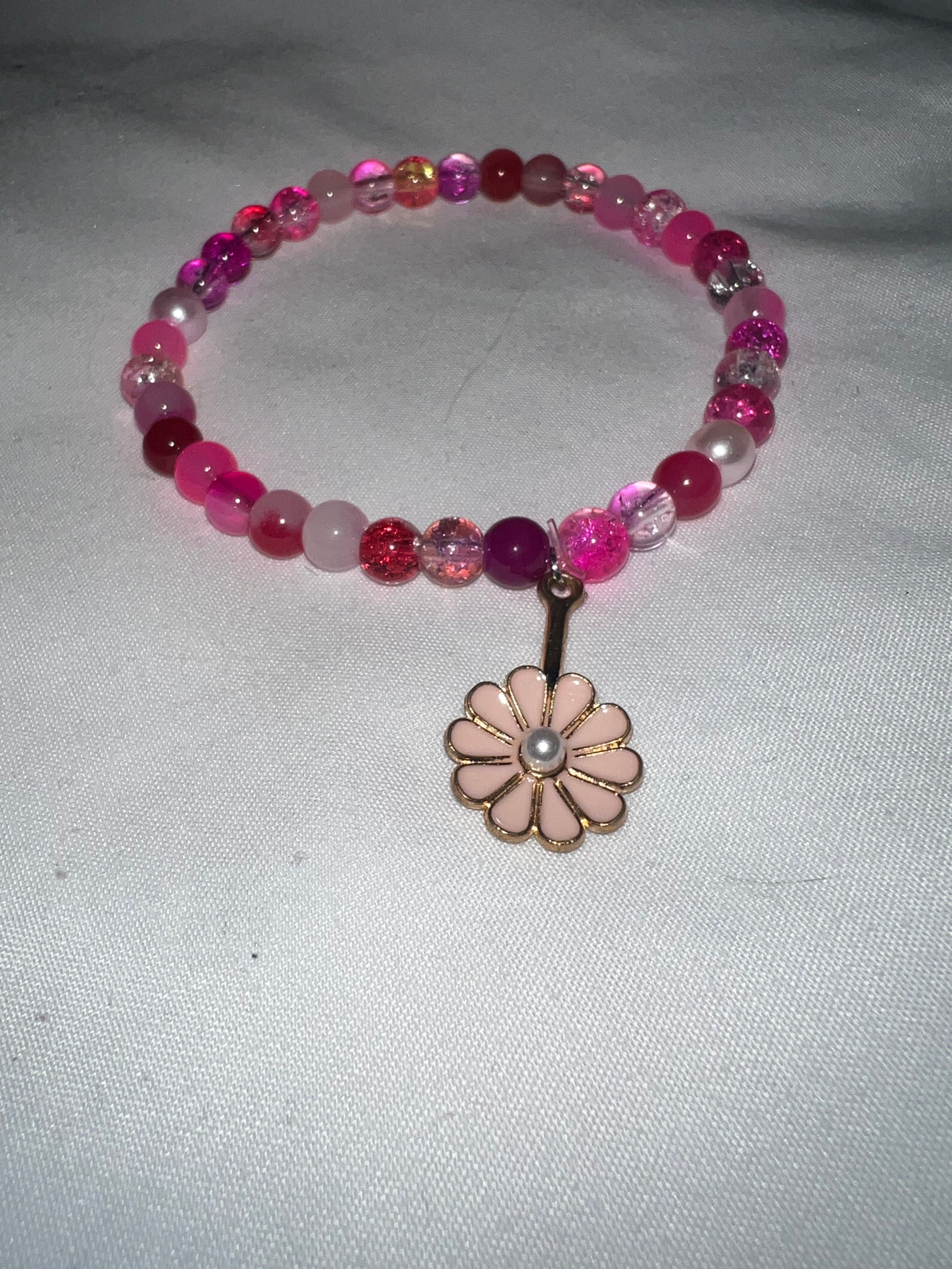 Pink flower bracelet