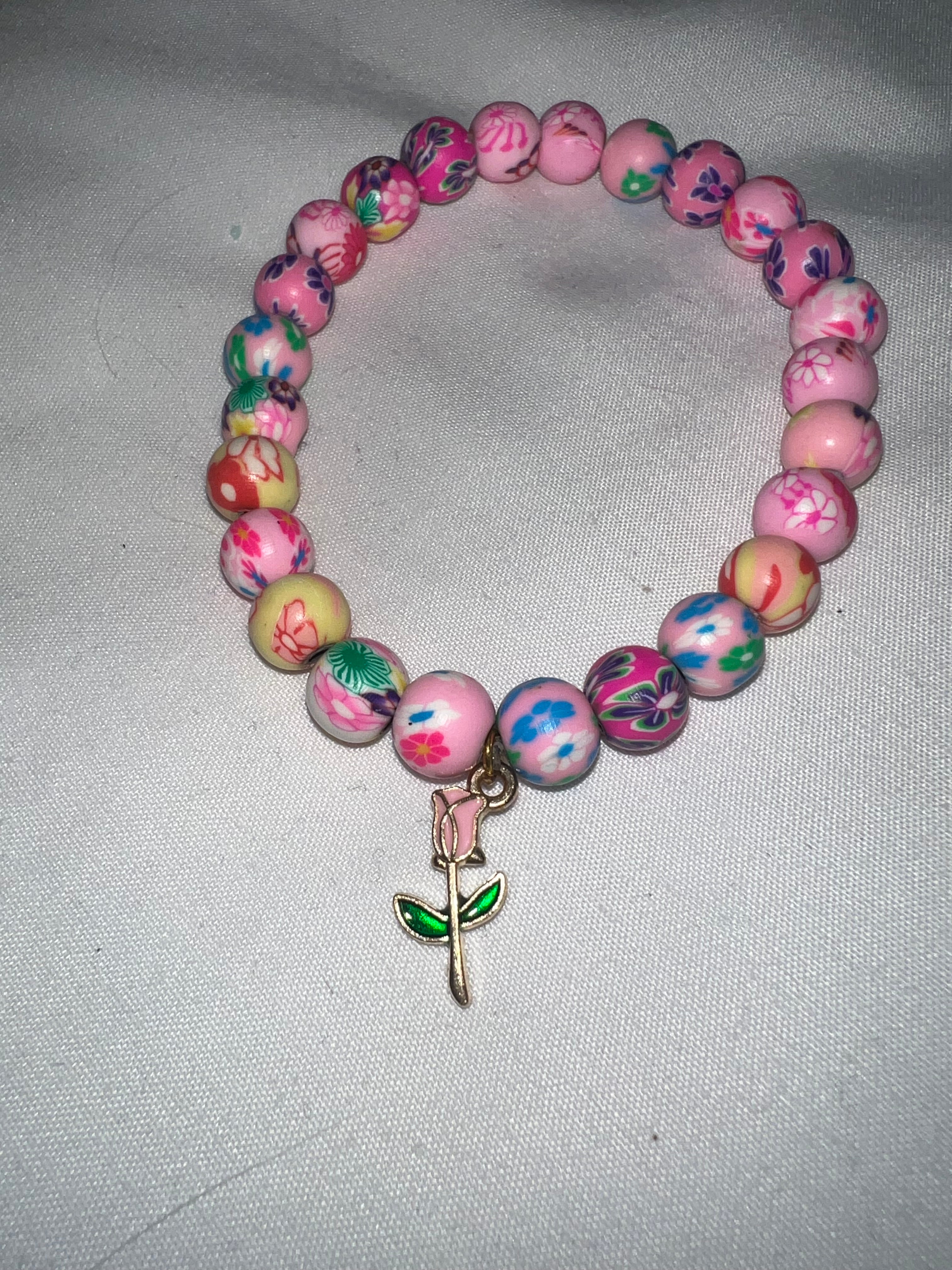 Pink rose bracelet