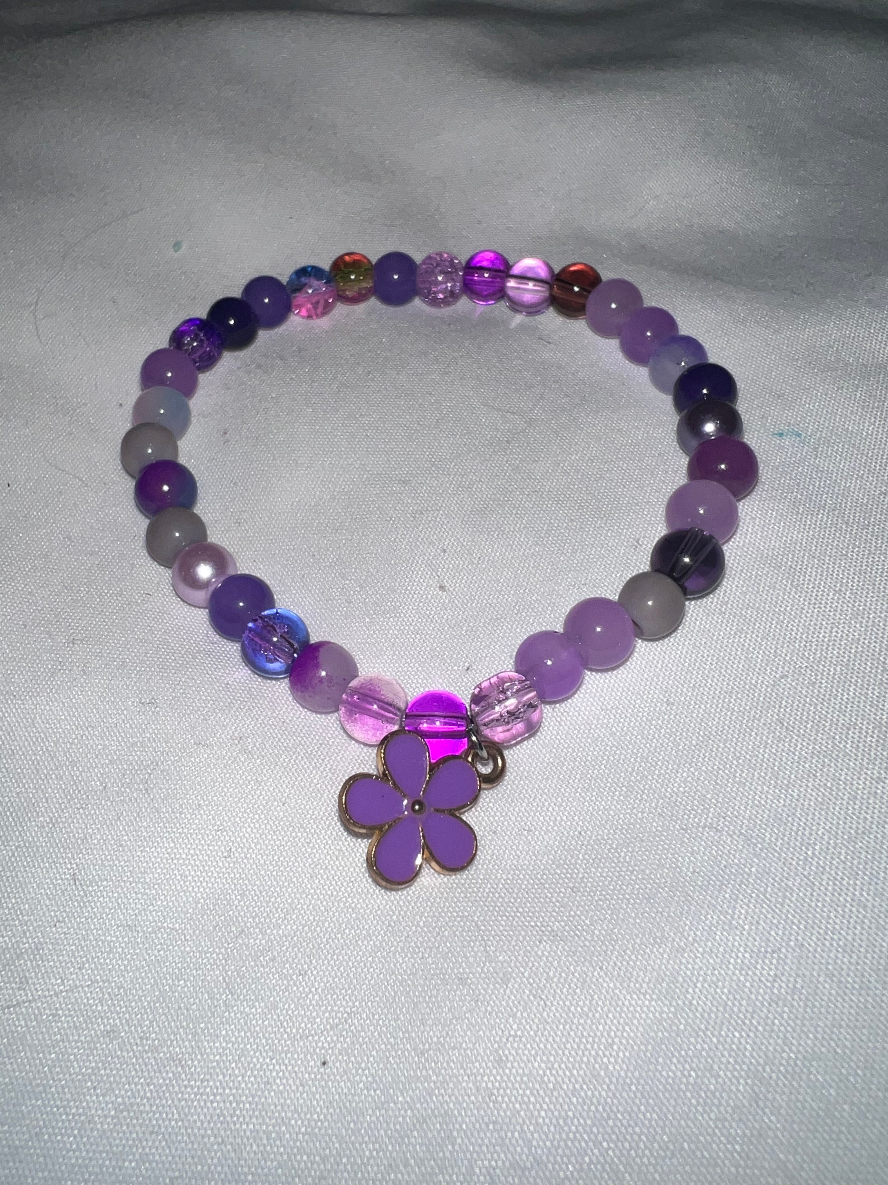 Purple glass flower bracelet