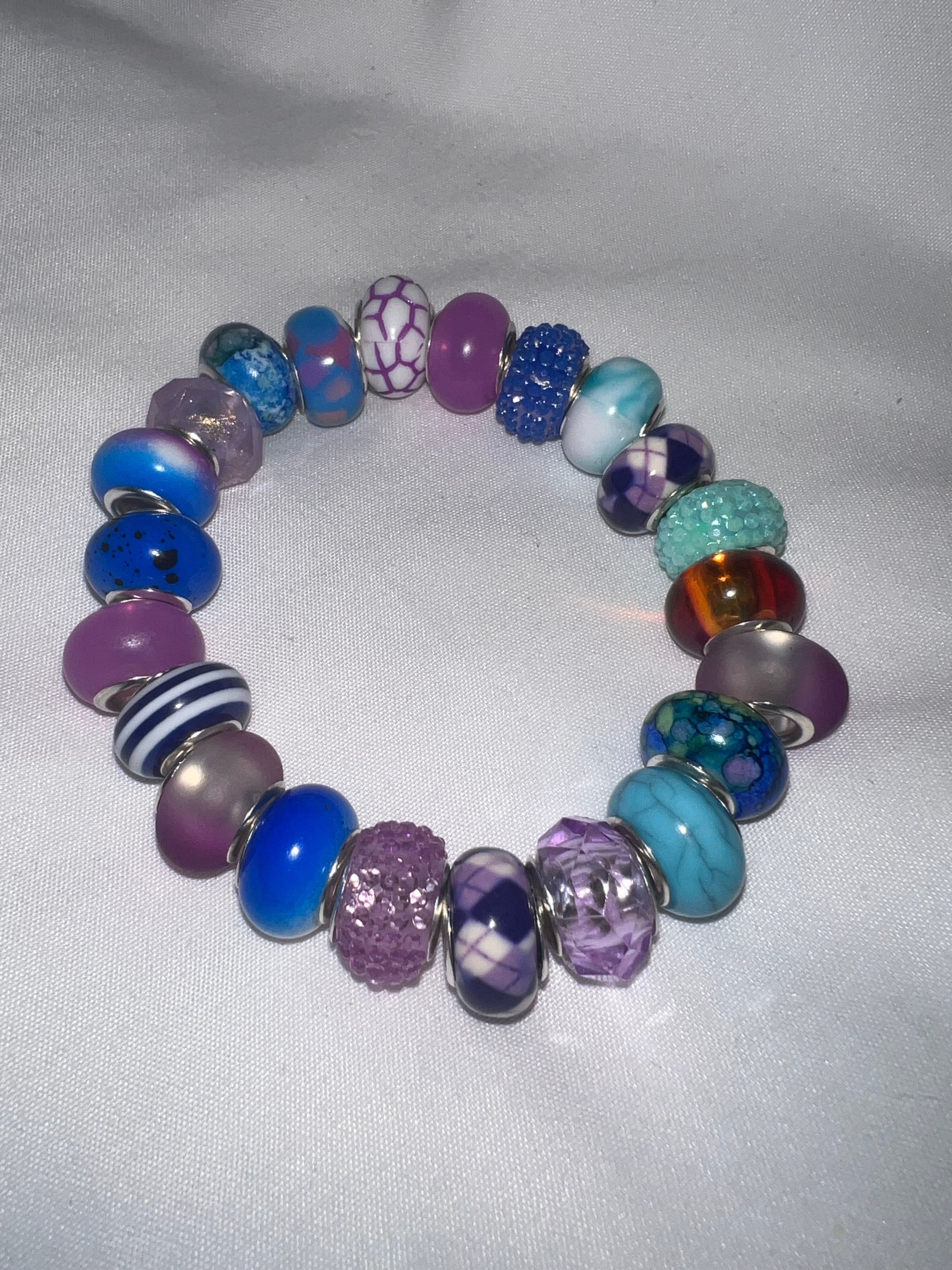 Blue and purple glass bracelet