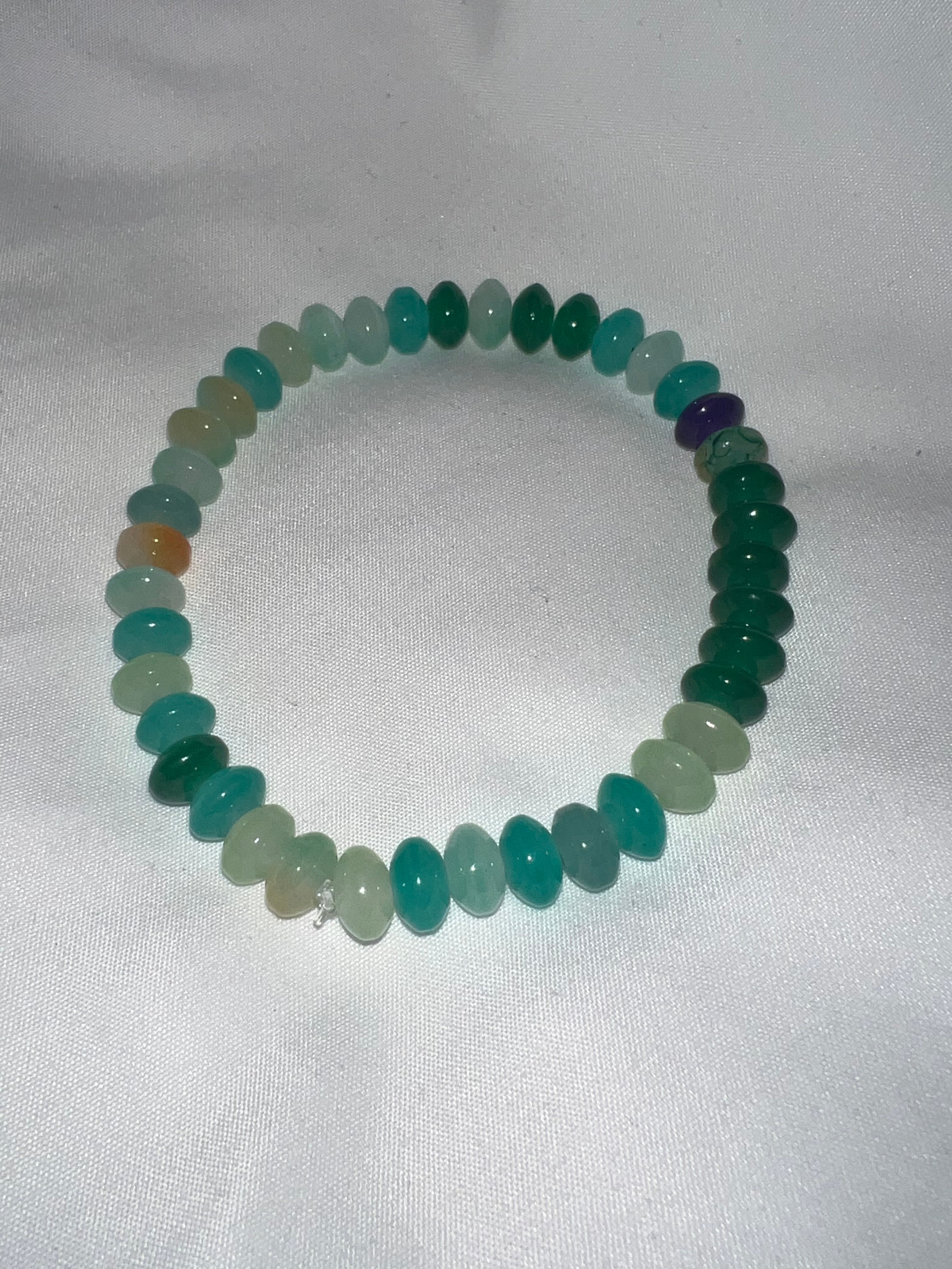 Green and blue glass bracelet